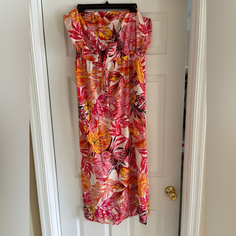 NWT CUPSHE Tropical Floral Strapless Maxi Dress, Size XL - Picture 3 of 6